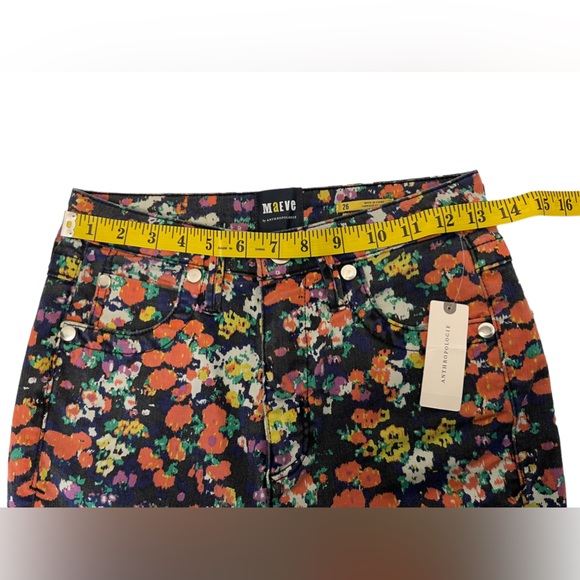 Meave By Anthropology Floral Motif Hi Waist Skinny Slit Jeans Size 26 - Picture 14 of 16